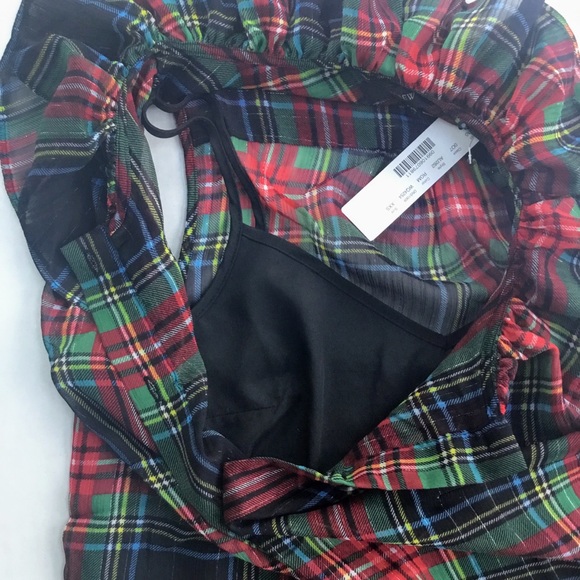 J.Crew Sleeveless Ruffle-Collar Tank & Button Up Black Red Green Tartan Shirt - Picture 12 of 13